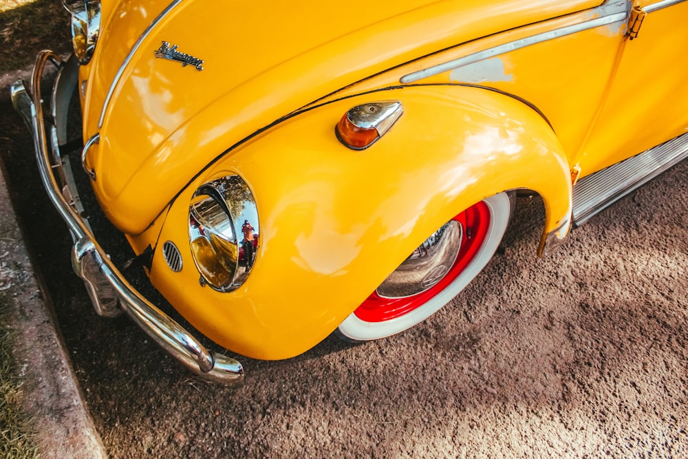 yellow classic Volkswagen Beetle