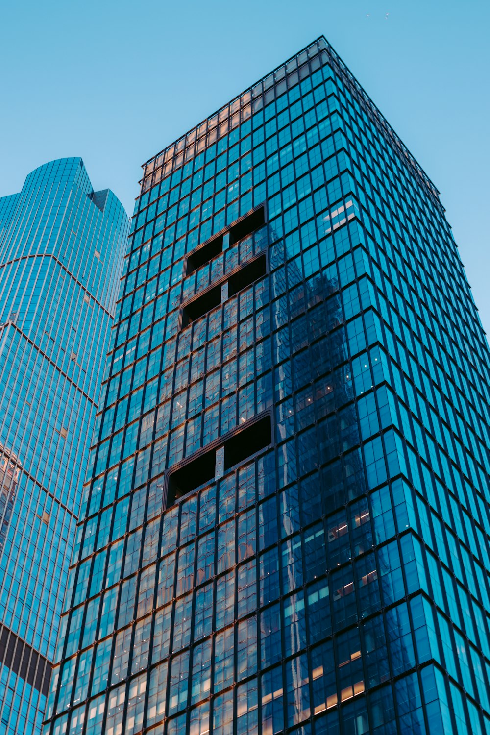 architectural photography of curtain glass buildig