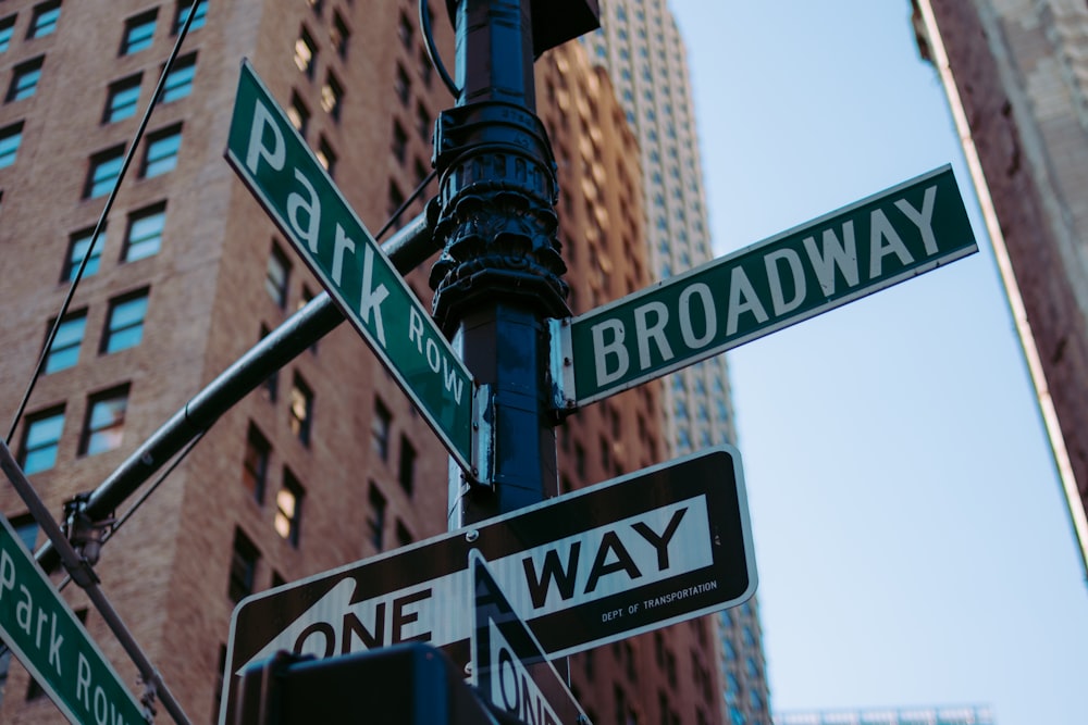 low-angle photography of street signage