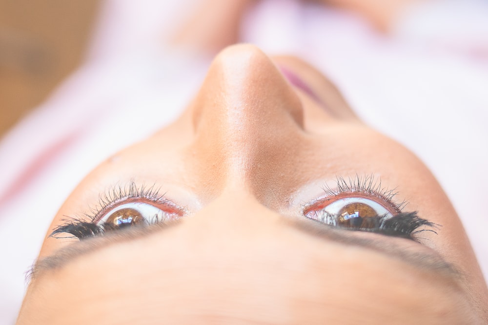 selective focus photography of woman eyes