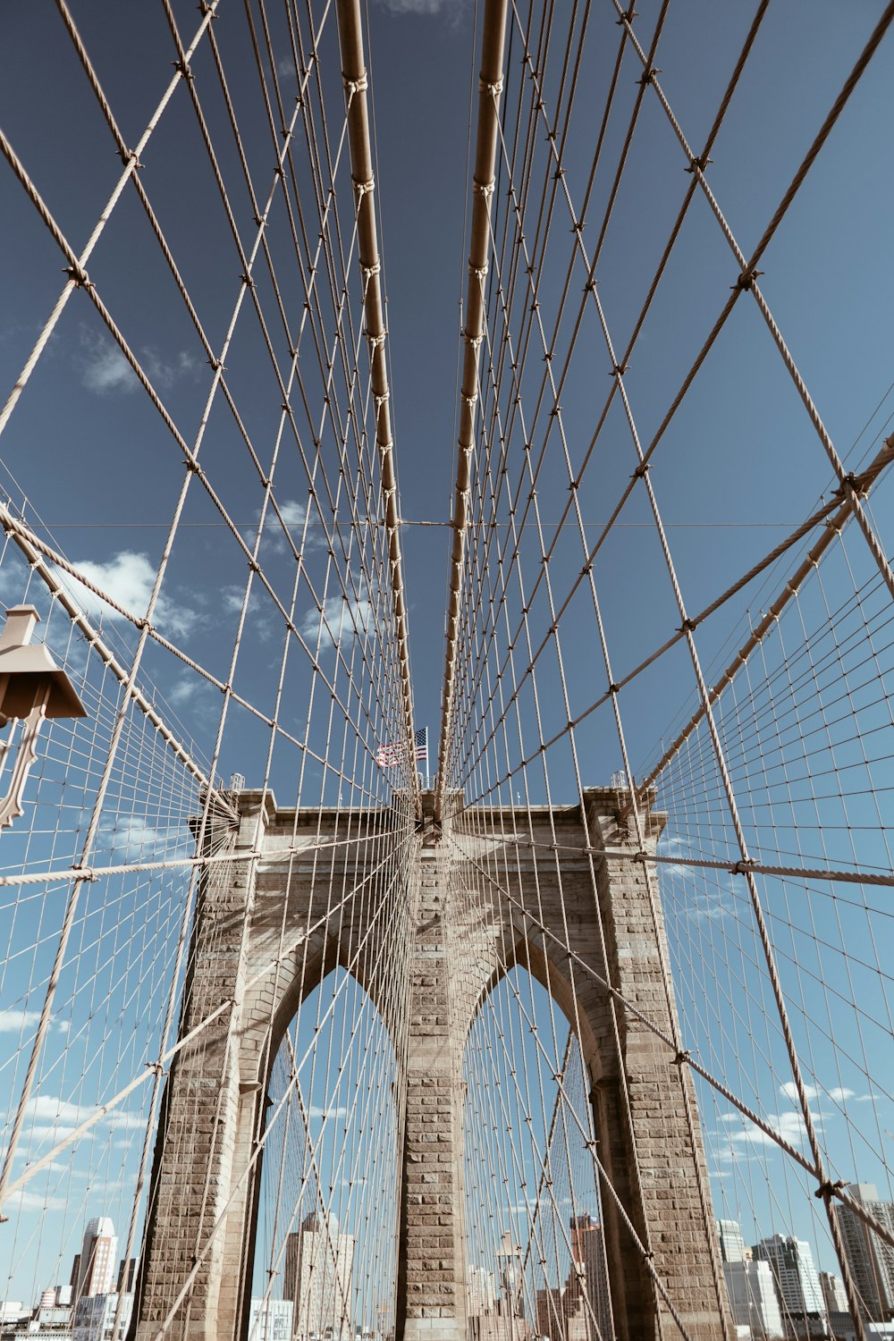 architectural photography of suspension bridge
