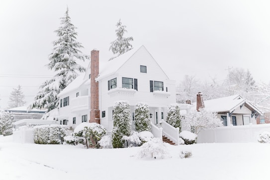 houses covered with snow during daytime