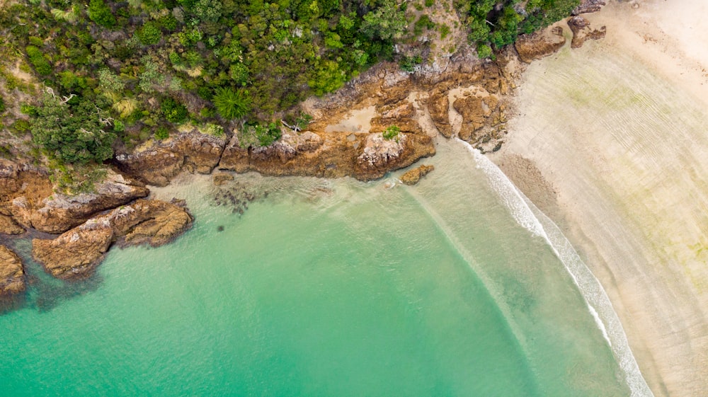 top-view photography of beach during daytime