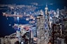 lighted city skyline at night