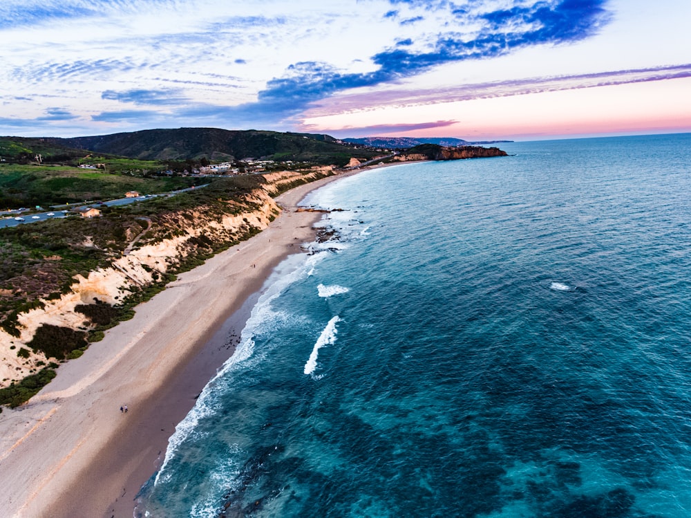 bird's eye view of seashore