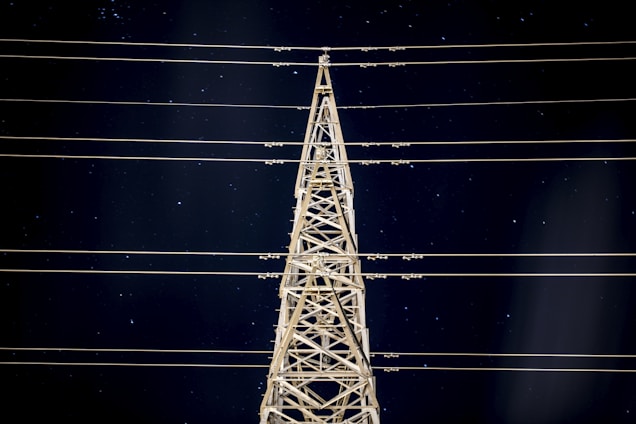 brown transmission tower