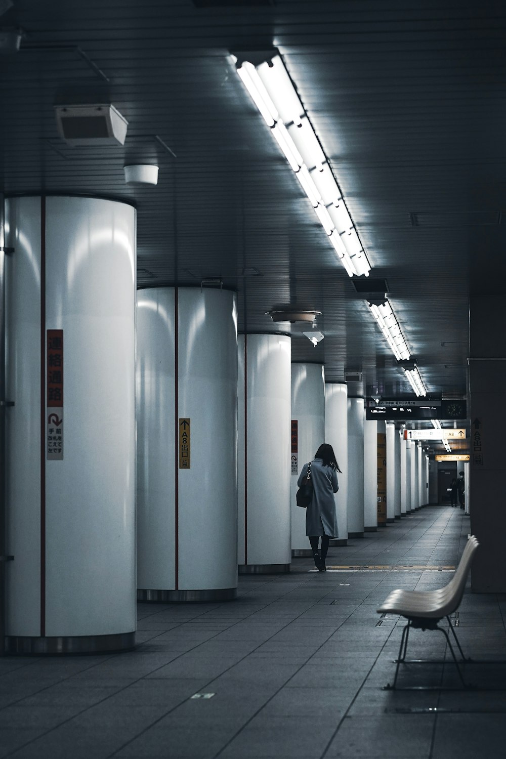 woman walking at subway