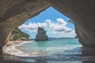 ocean sea waves on seashore in cathedral cove on our 16 day tour