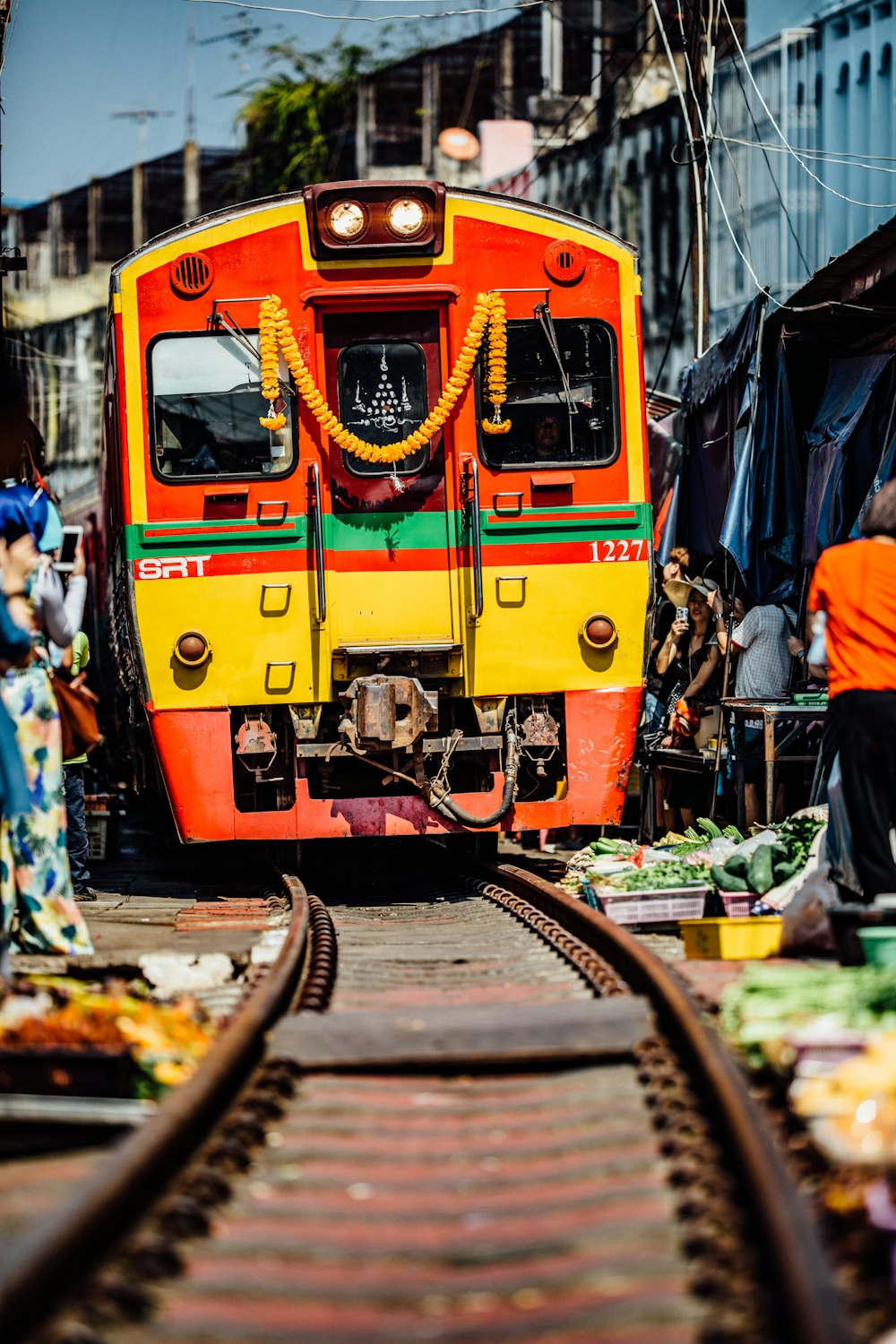 shallow focus photo of red train