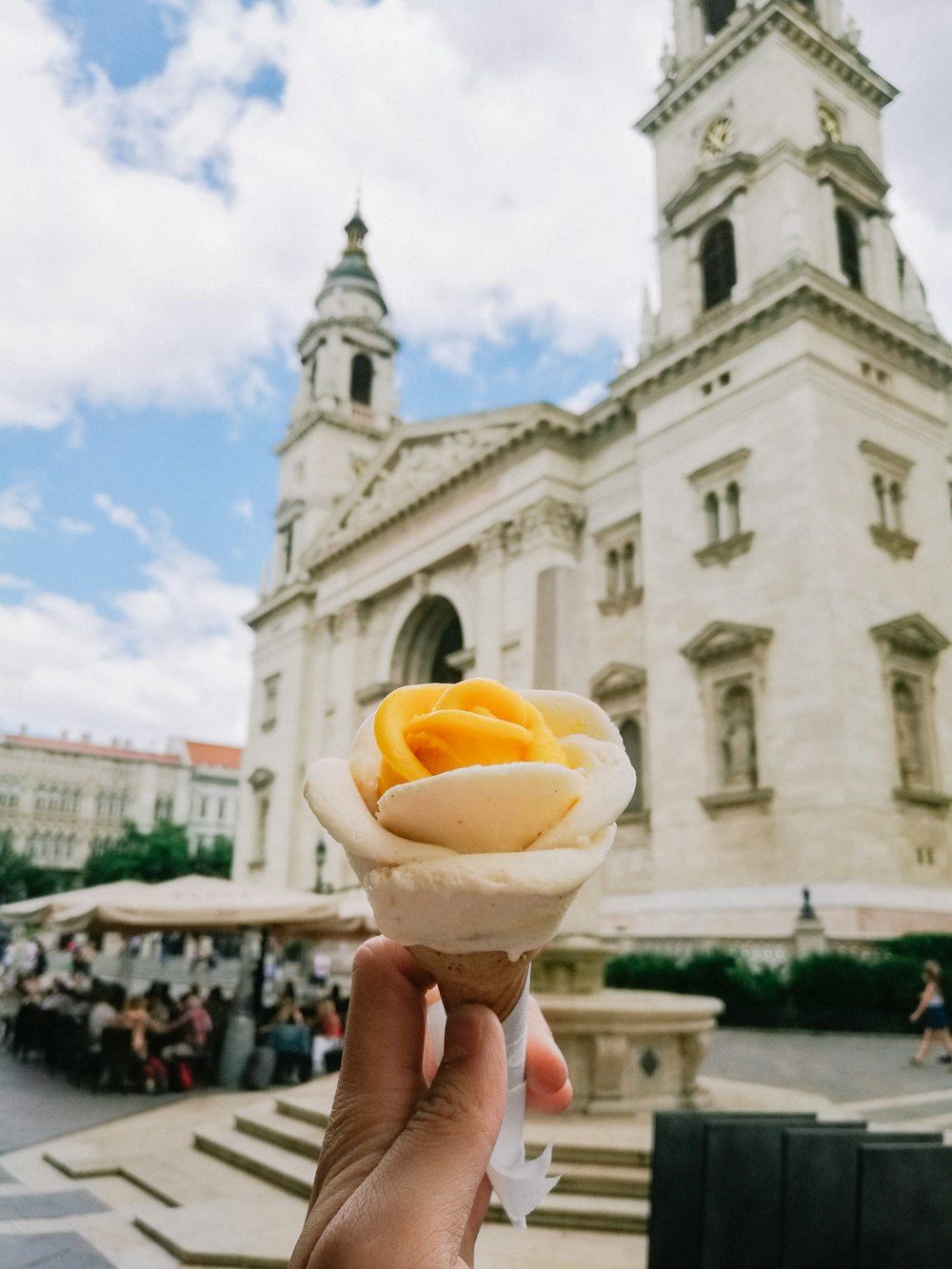 person holding ice cream