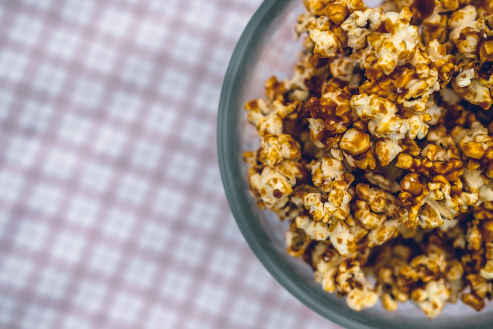 caramelized popcorn in bowl