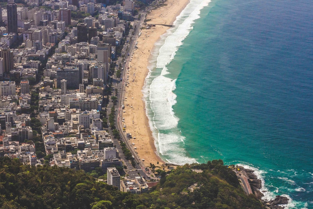 aerial view of city and seashore