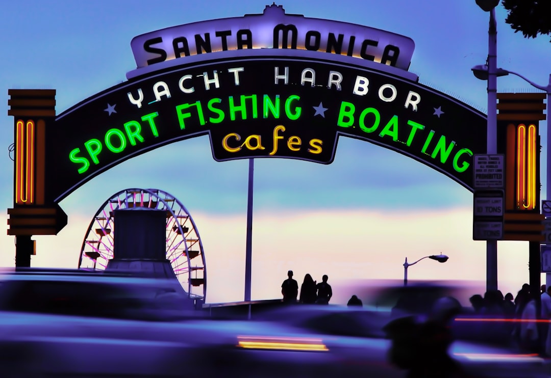 Santa Monica Yacht Harbor Sport Fishing Boating cafes illustration