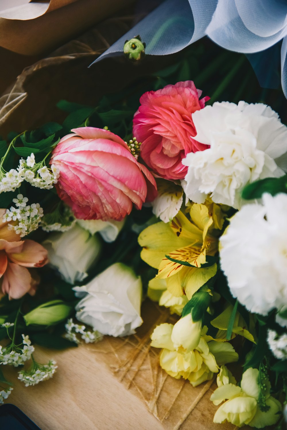 assorted-color flowers on a bouquet