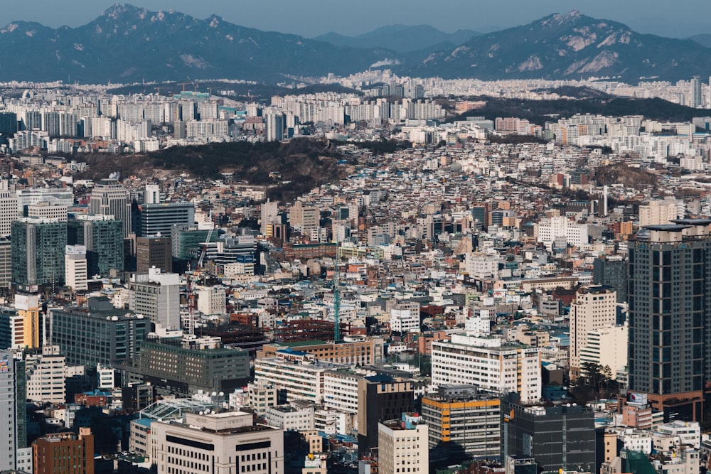 city scape and mountains