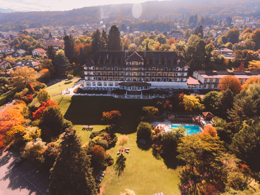 aerial photography of brown concrete building