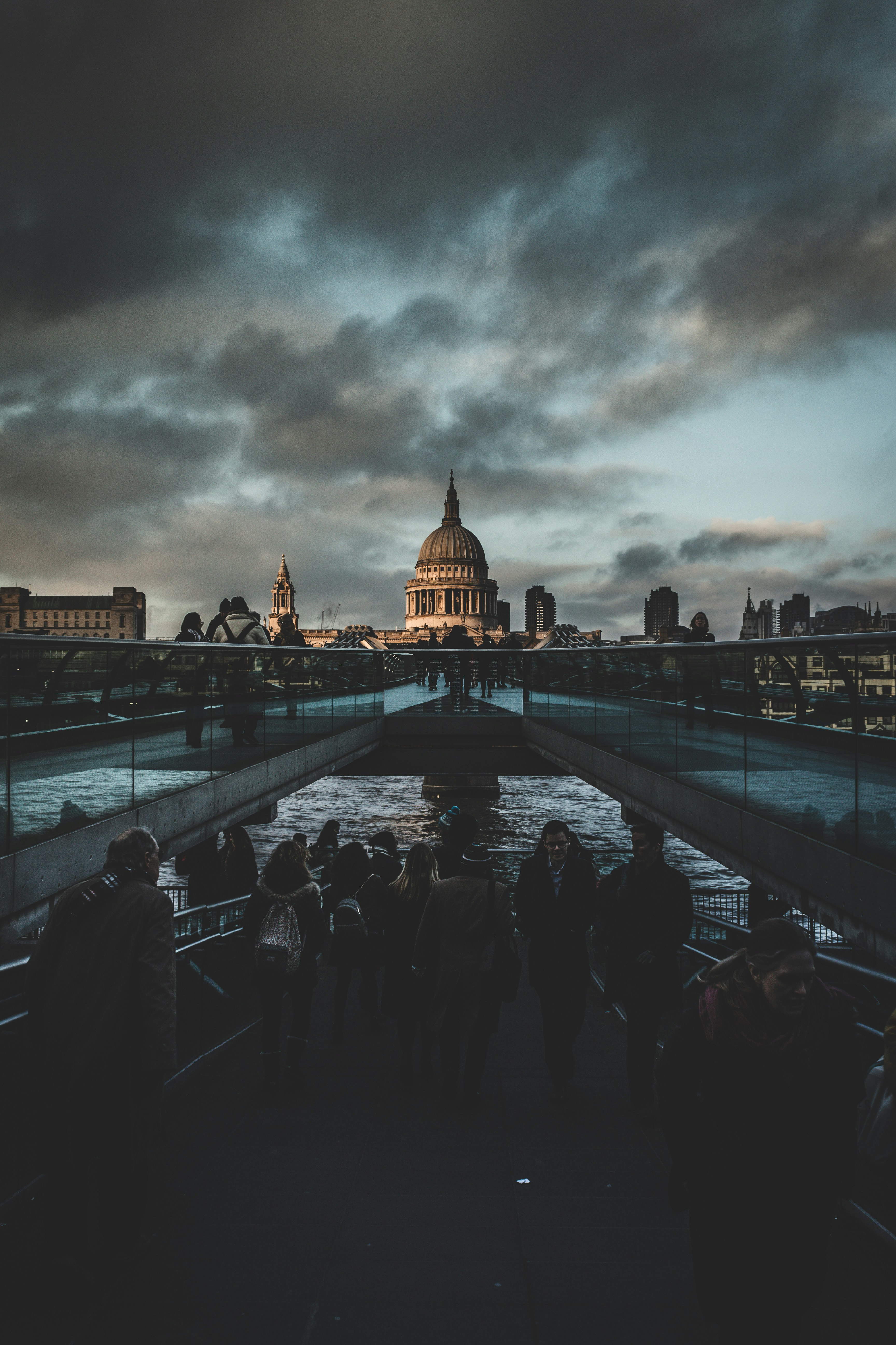 people standing near building