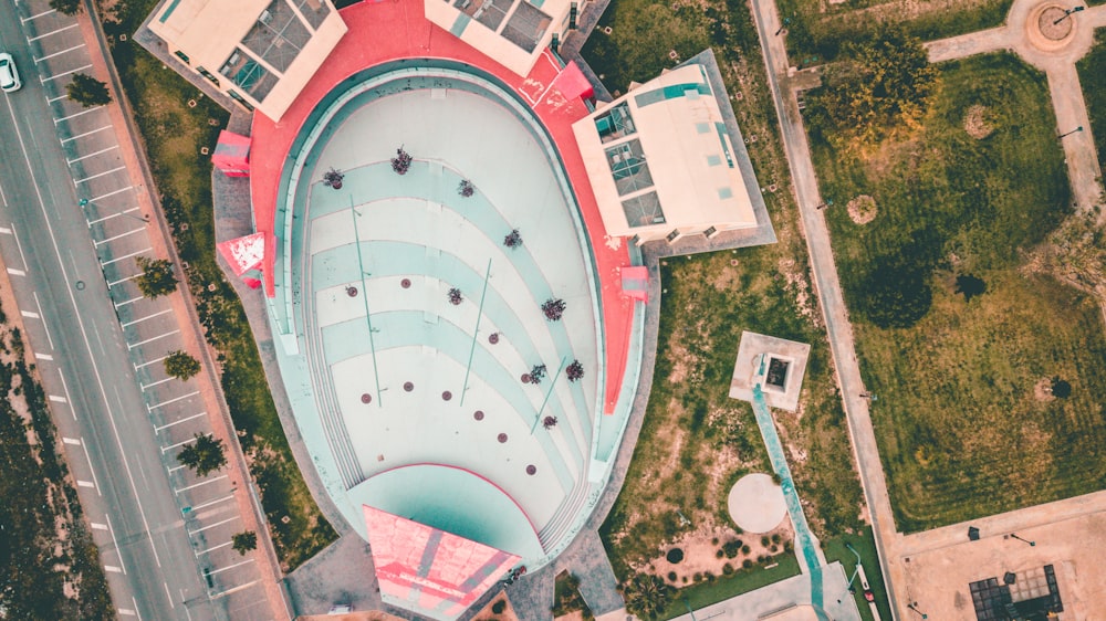 aerial photography of stadium