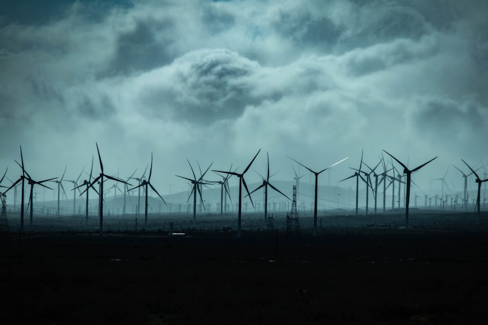 aerial photography if white windmills