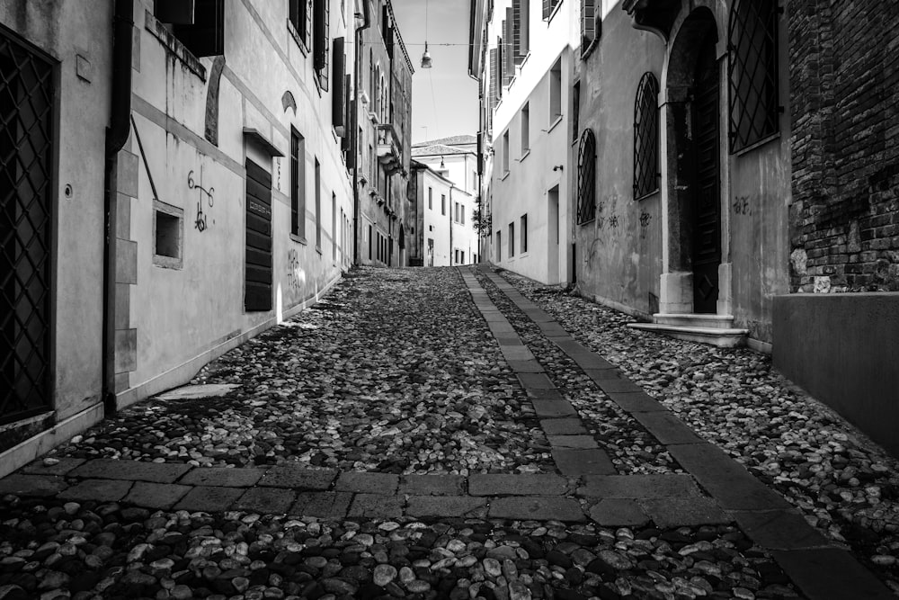cobblestone empty street