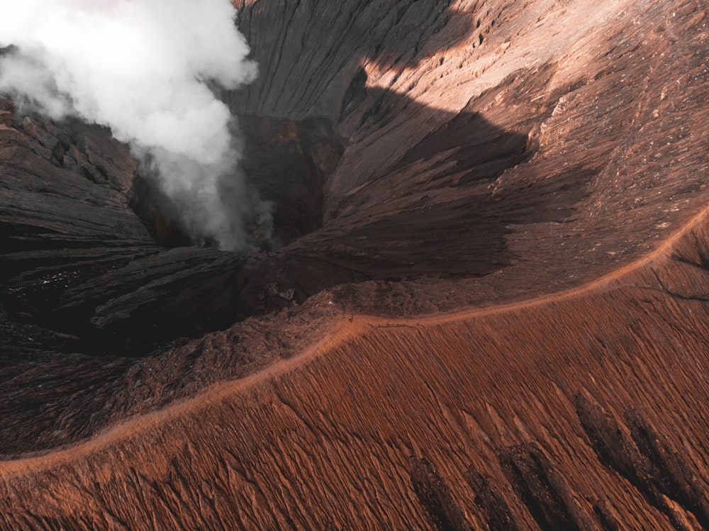 Photographie aérienne du volcan