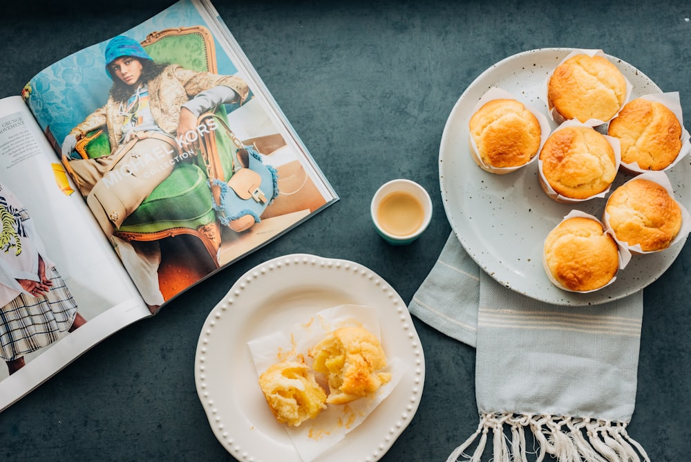 cooked pastries on white ceramic saucer