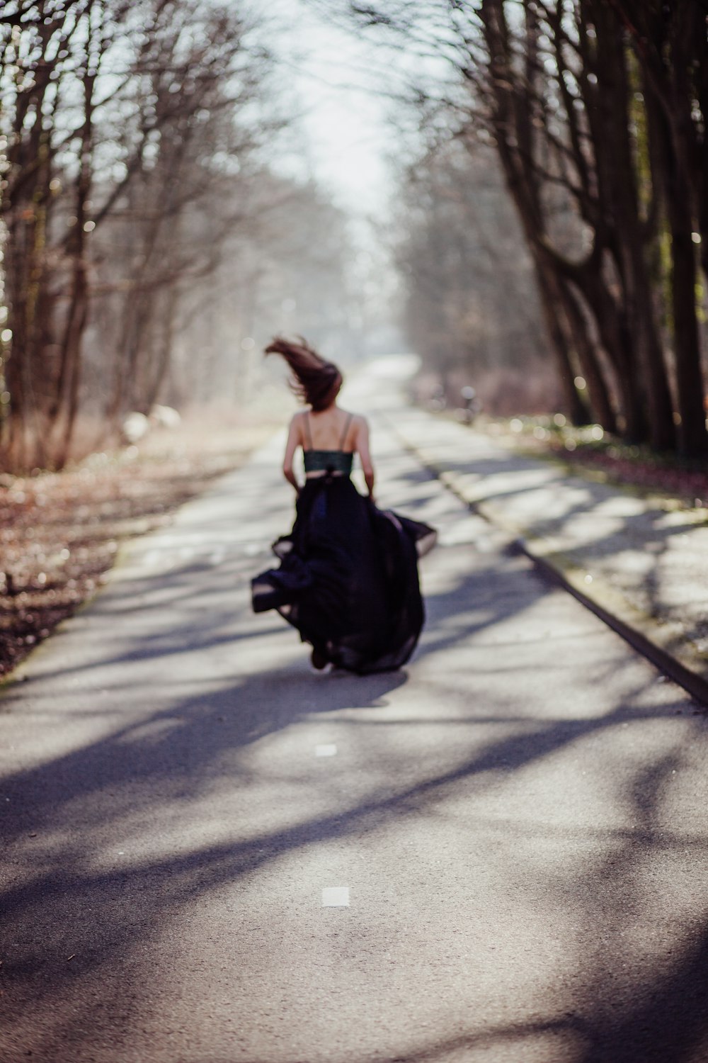 woman running on road