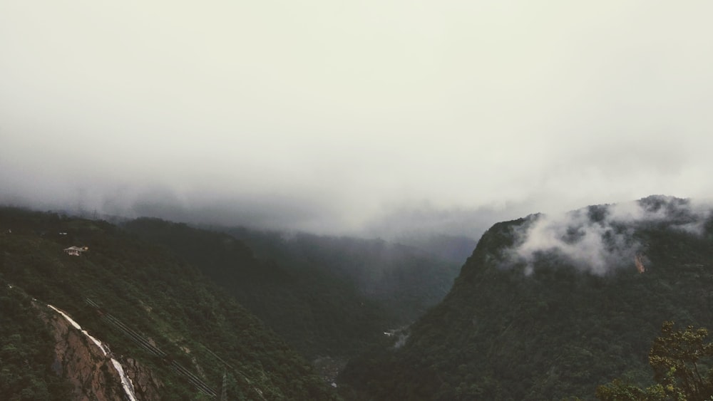 green-leafed covered mountain under white clouds during daytime