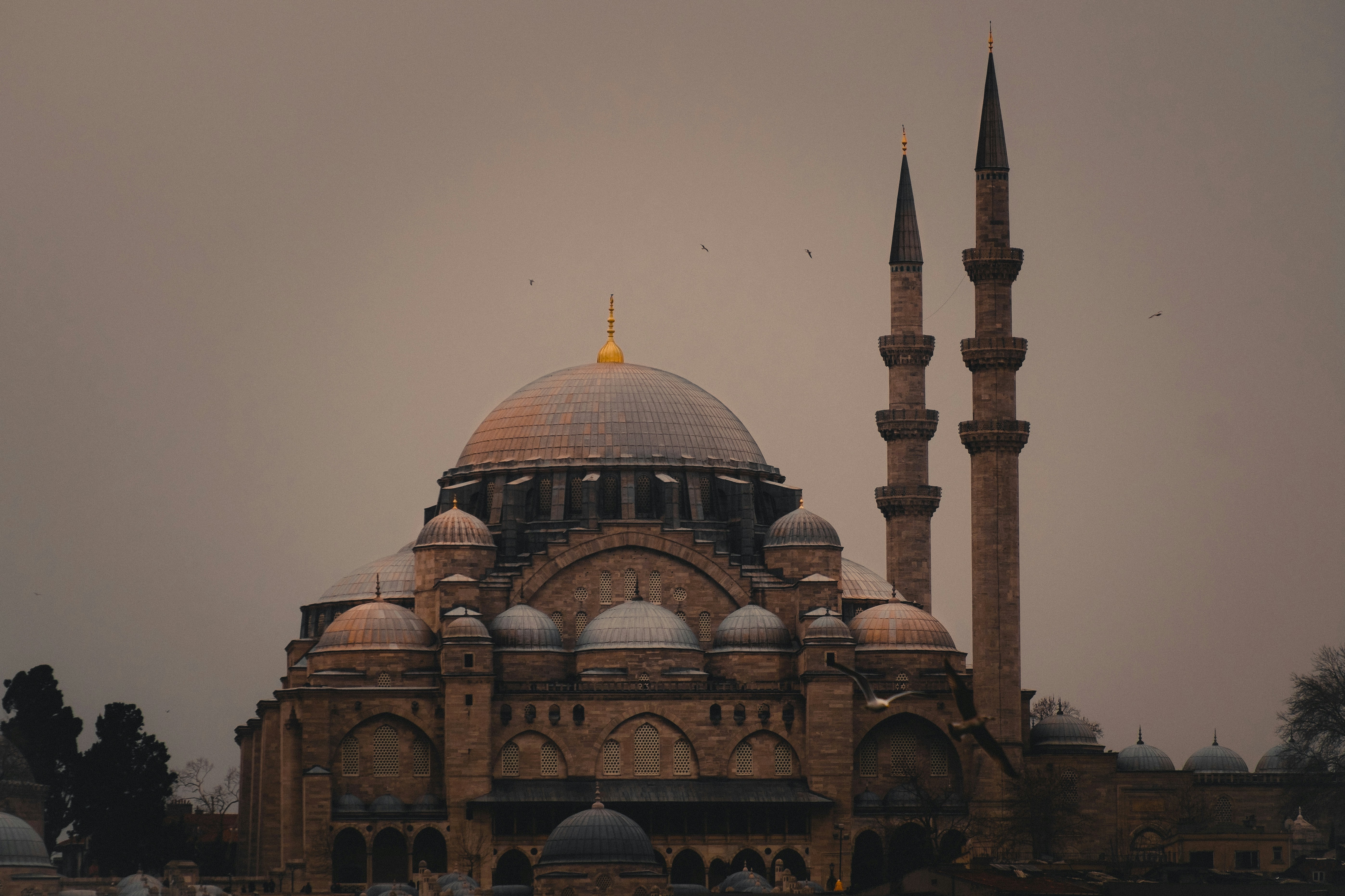 Sultan Ahmed Mosque under gray skies, 