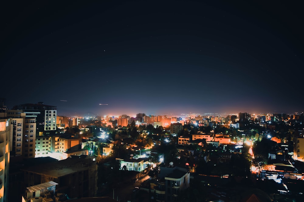 Vista aérea de la luz de la ciudad