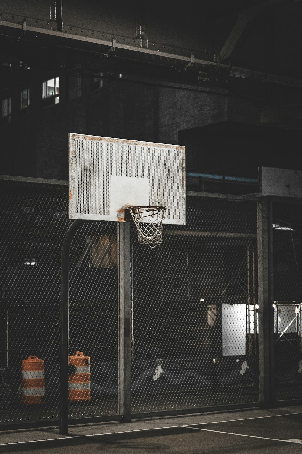 gray basketball hoop