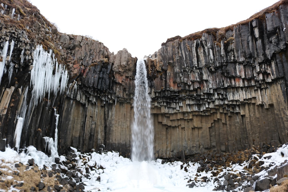 low angle photography of waterfall