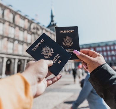 person holding passports