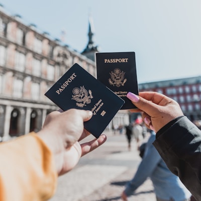 person holding passports