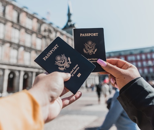 person holding passports