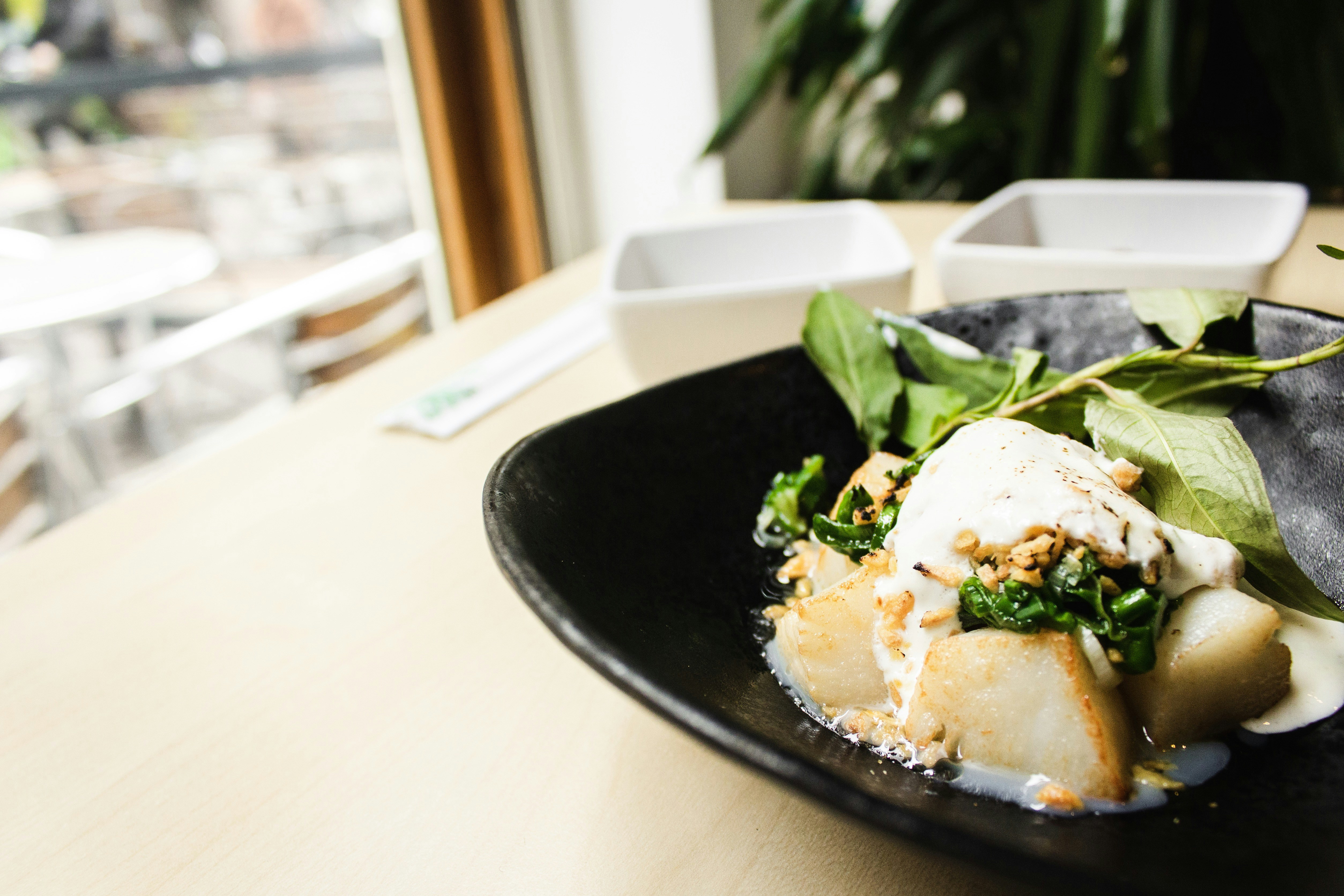 Tofu dish with greens