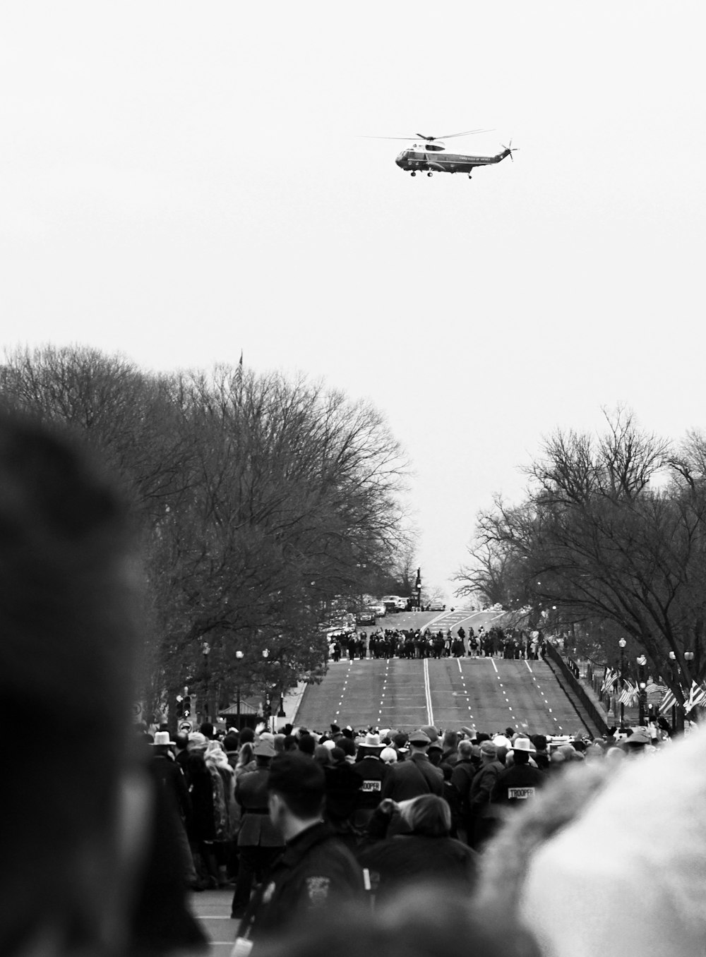 Air 1 helicopter over streets