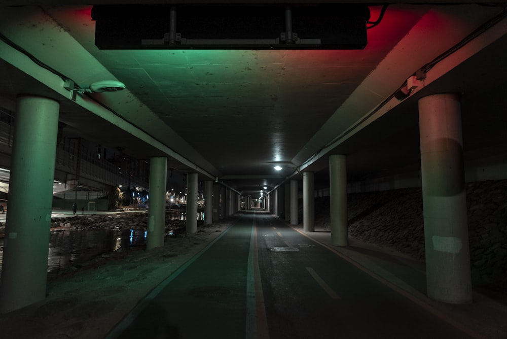 gray and brown concrete bridge during night time