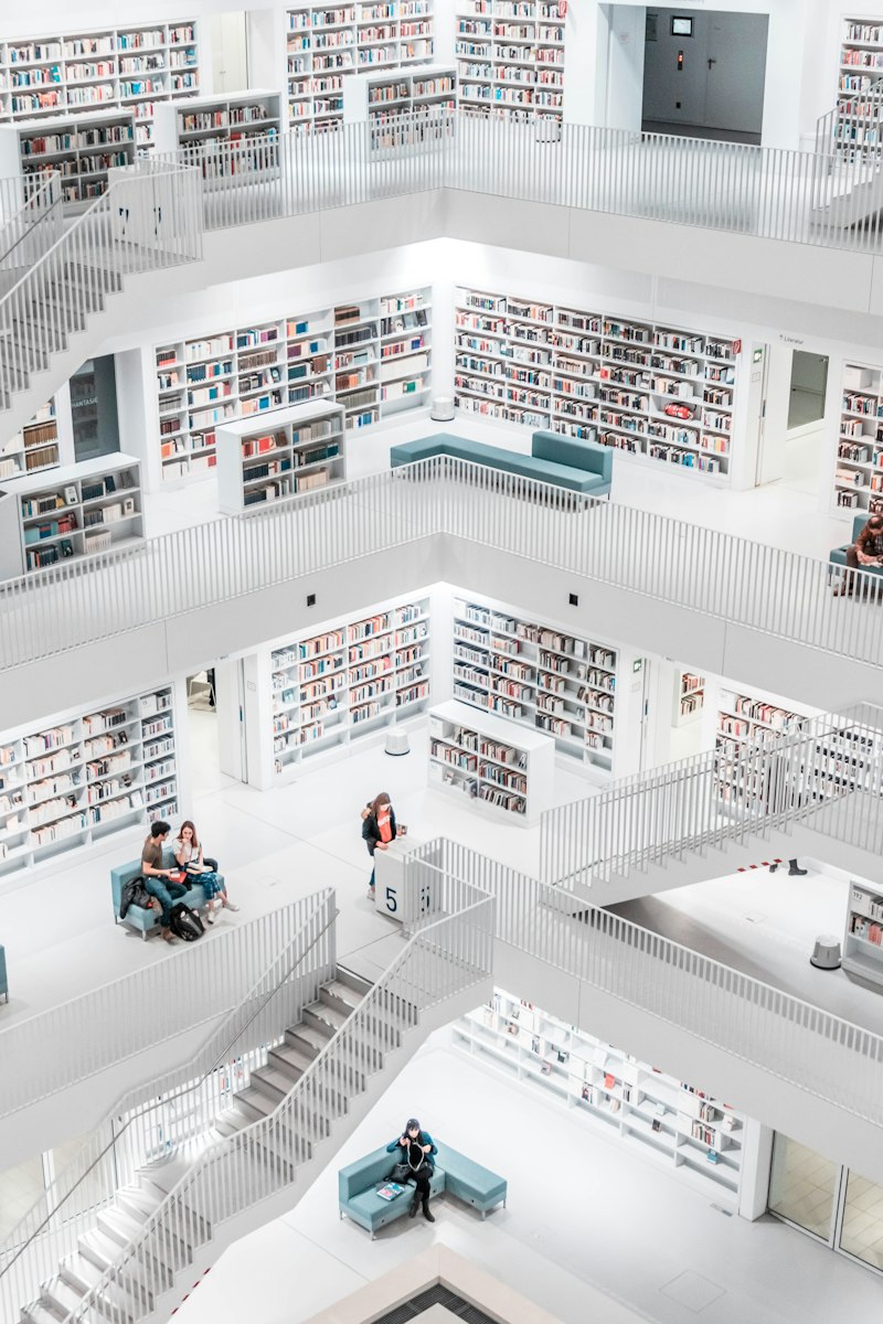 Modern university library with study areas