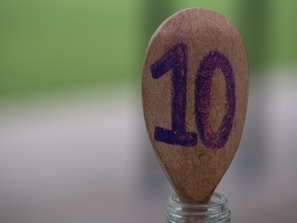 selective focus photography of brown ladle