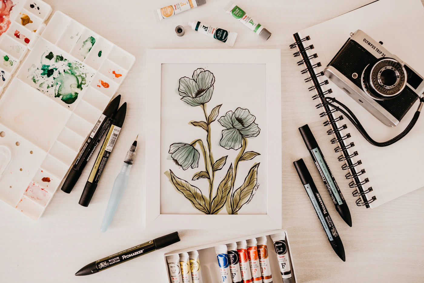 Botanical line art illustration
