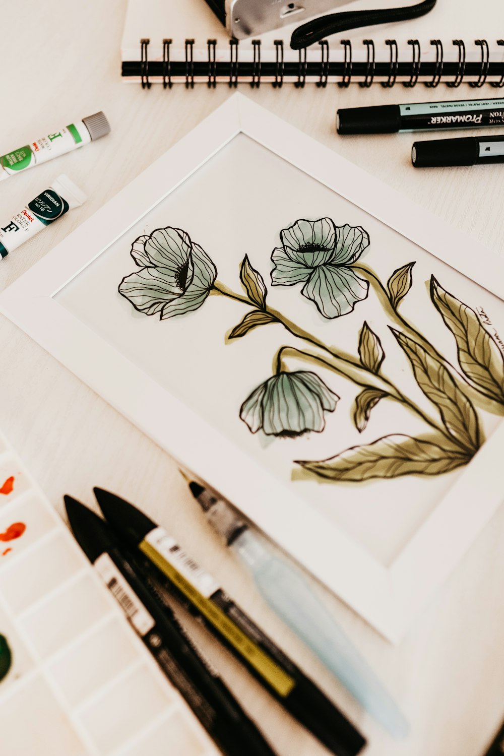 Green and blue flower drawing photo – Free Art Image on Unsplash