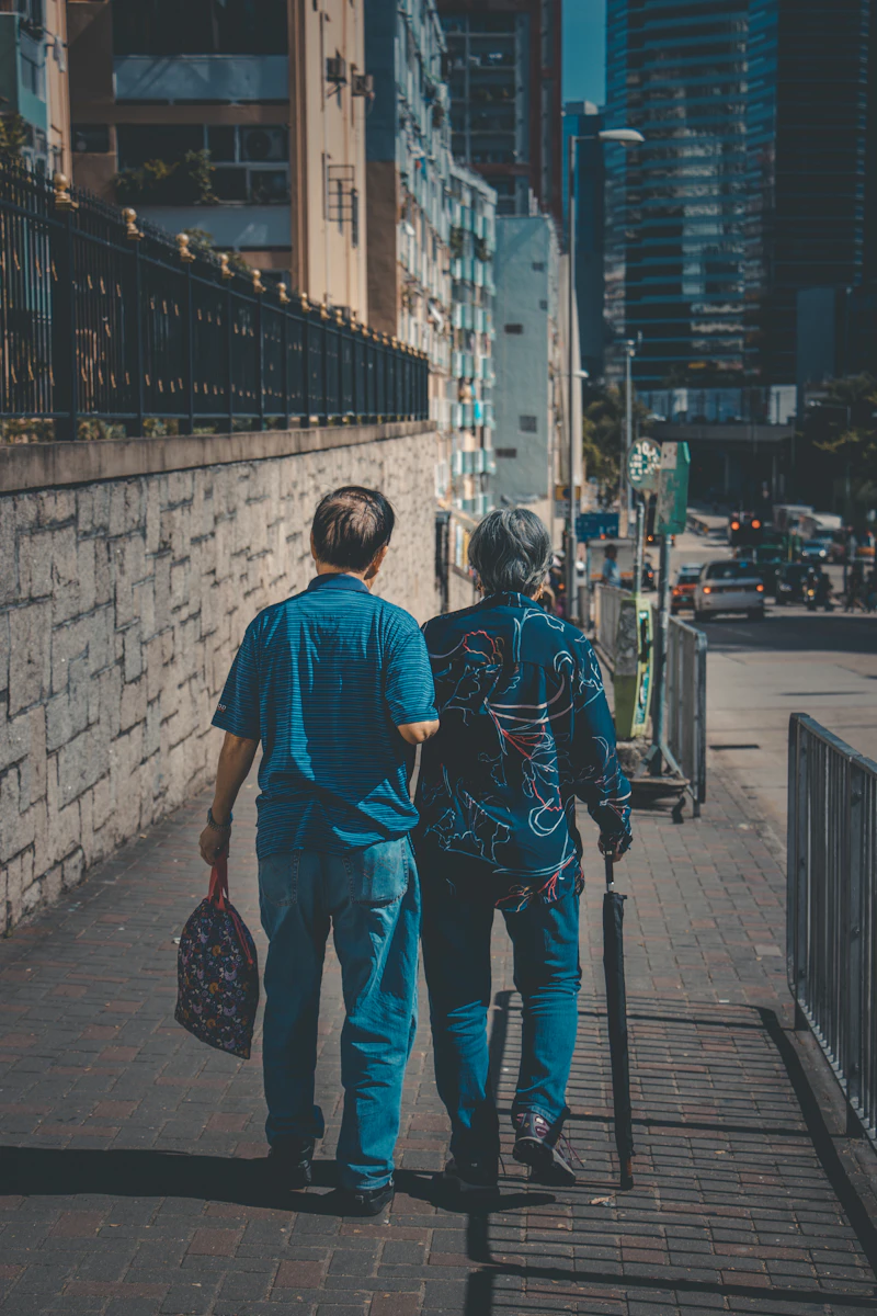 Senior walking with companion