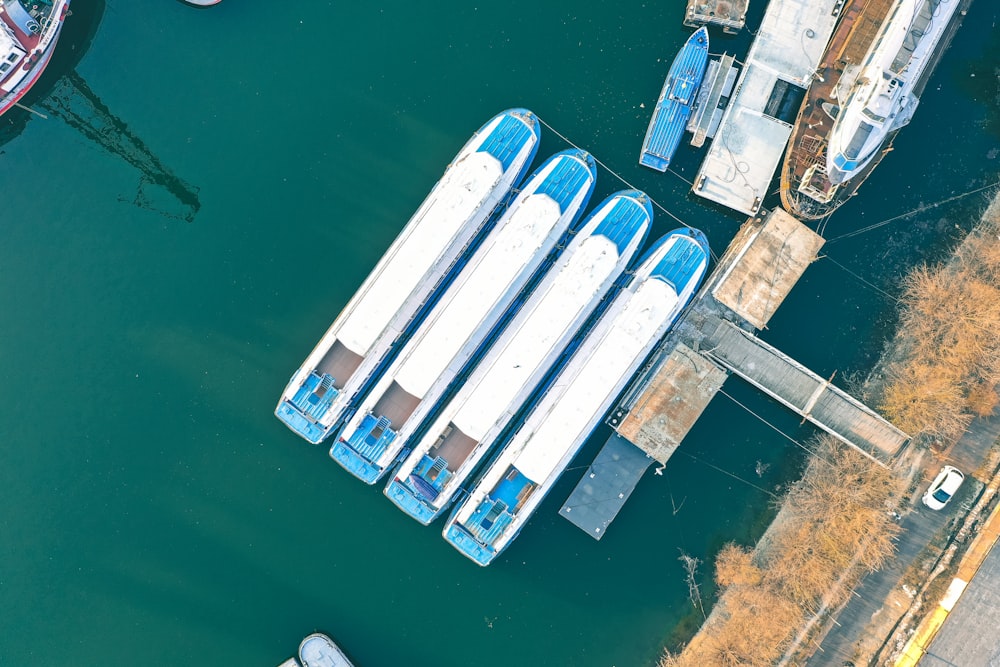 top view of ships on harbor