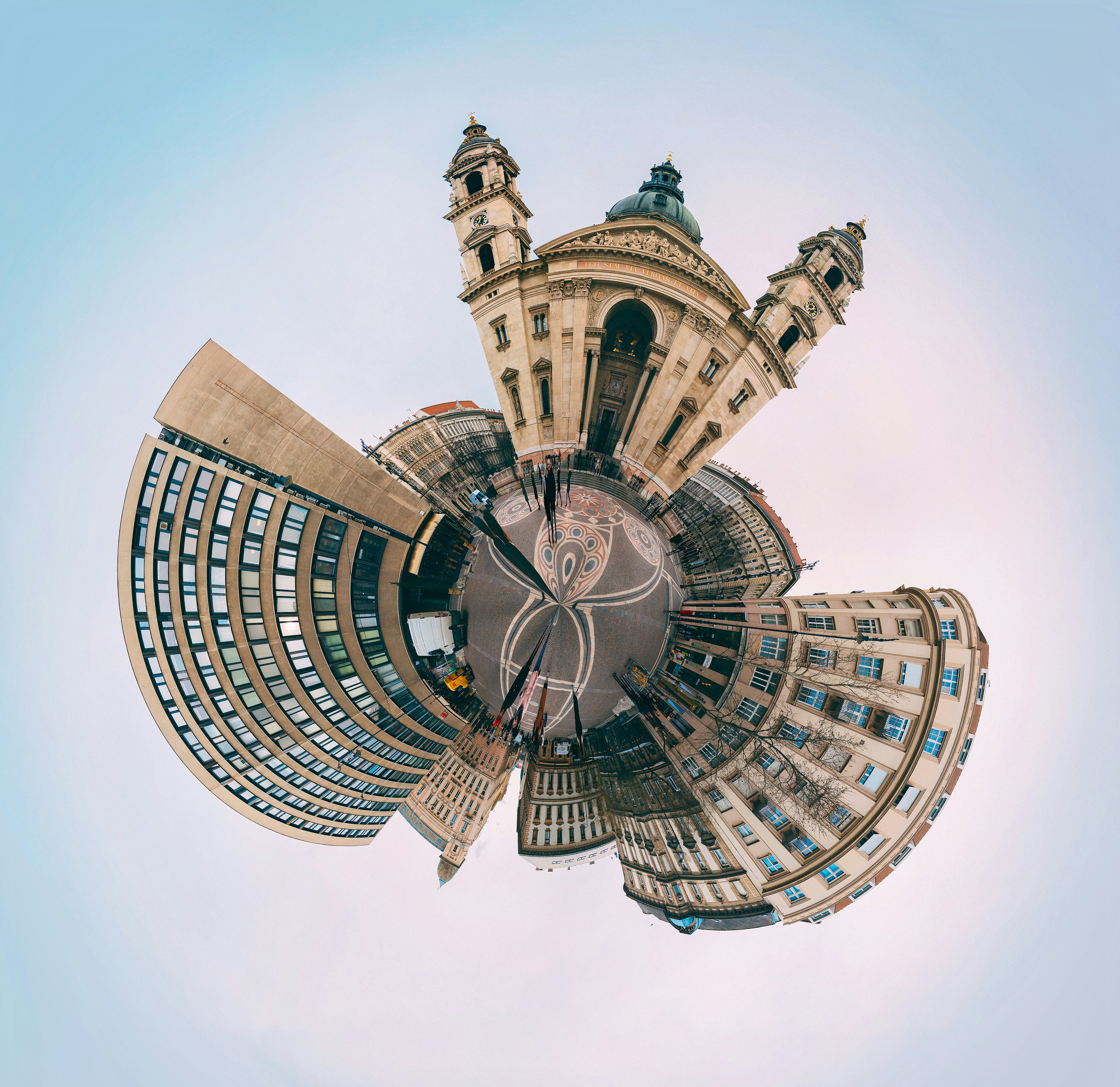I've been doing this 360 images since 2015, and this was the last one. I took about 15 photos around myself, and then in photoshop bring this effect together. Anytime I go to a special place and see that this effect works on that spot, I do it. You can find out more of this project on instagram by searching #360cityprojet