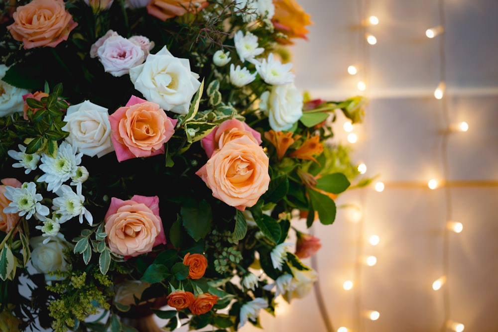 white and orange flowers