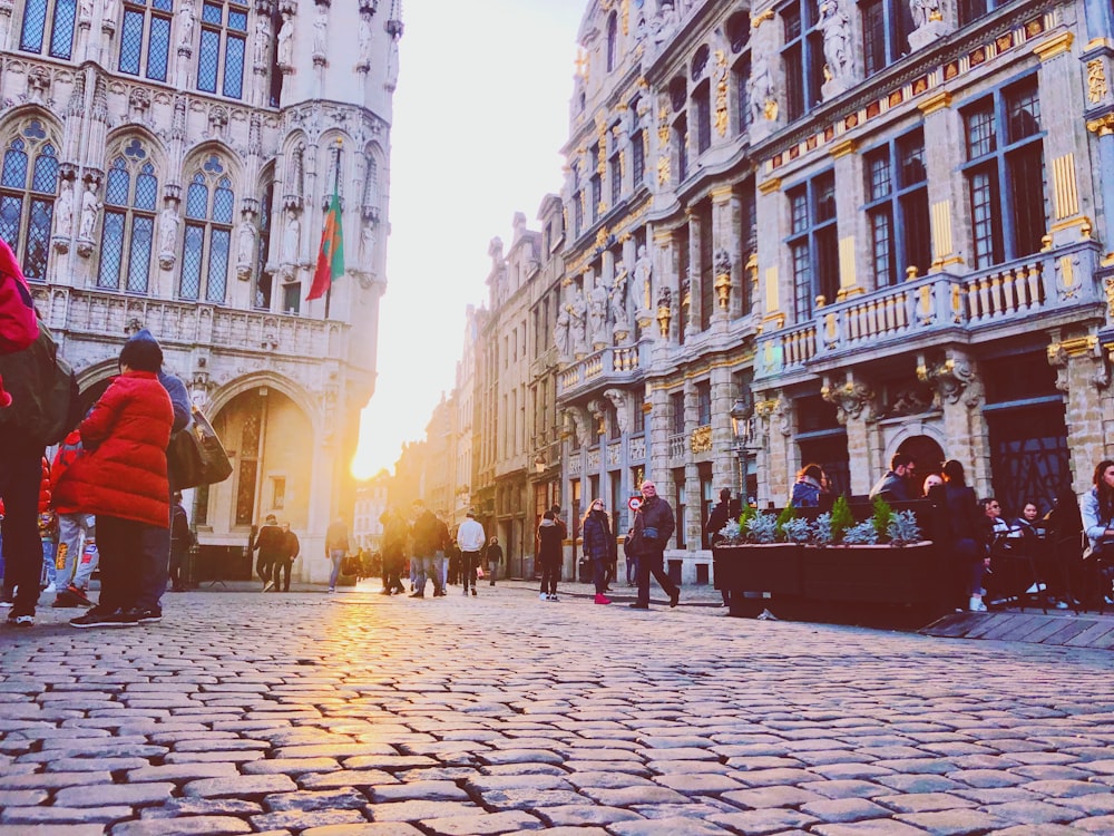 group of people near on buildings