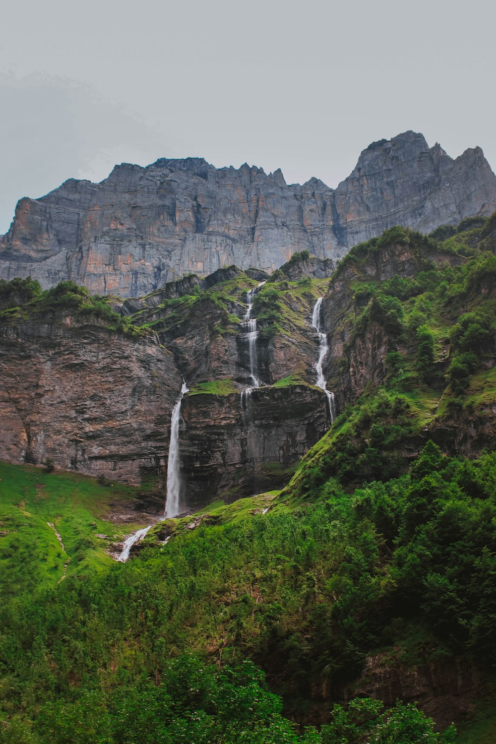 rock formation above water falls