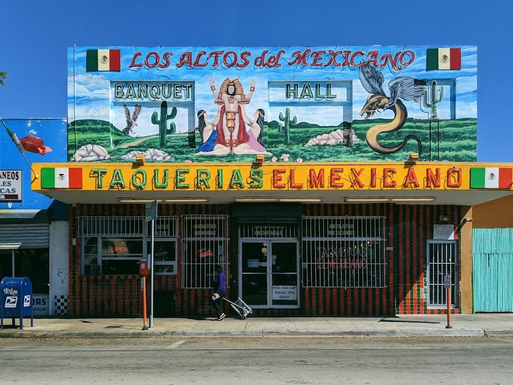 multicolored taquerias el mexicano storefront