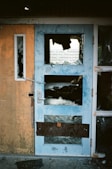 blue and brown wooden doors
